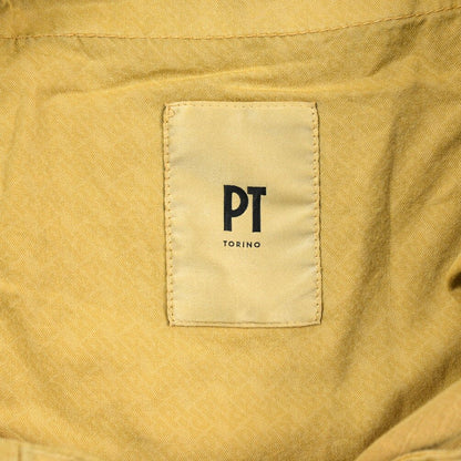 PT TORINO "SLIM FIT" リネン混コットン ドローコード付きノータックパンツ イエロー 52 | GUARDAROBA MILANO OFFICIAL STORE