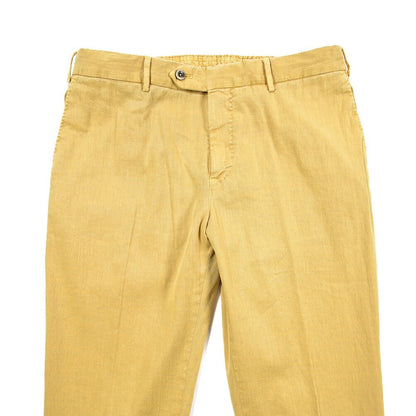 PT TORINO "SLIM FIT" リネン混コットン ドローコード付きノータックパンツ イエロー 52 | GUARDAROBA MILANO OFFICIAL STORE