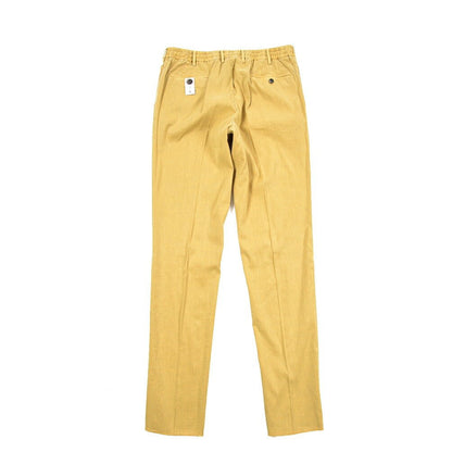 PT TORINO "SLIM FIT" リネン混コットン ドローコード付きノータックパンツ イエロー 52 | GUARDAROBA MILANO OFFICIAL STORE