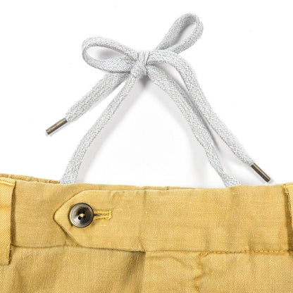 PT TORINO "SLIM FIT" リネン混コットン ドローコード付きノータックパンツ イエロー 52 | GUARDAROBA MILANO OFFICIAL STORE