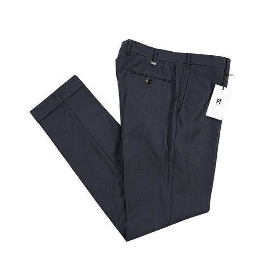 PT TORINO “SLIM FIT” シルクカシミヤ混ウール ノータックスラックス ネイビー 48 | GUARDAROBA MILANO OFFICIAL STORE