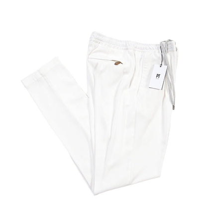 PT TORINO “SOFT FIT” リヨセル100% ワンタックイージースラックス ホワイト 50 | GUARDAROBA MILANO OFFICIAL STORE