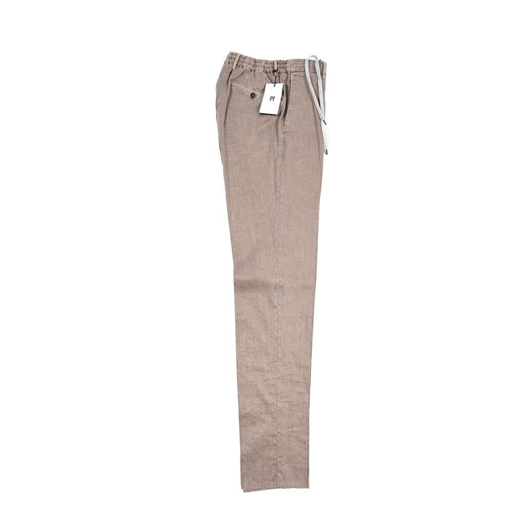 PT TORINO "SOFT FIT" リネン混コットン ドローコード付きイージーパンツ ブラウン 46 | GUARDAROBA MILANO OFFICIAL STORE