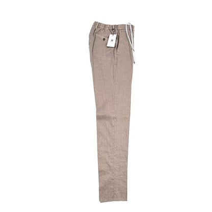 PT TORINO "SOFT FIT" リネン混コットン ドローコード付きイージーパンツ ブラウン 46 | GUARDAROBA MILANO OFFICIAL STORE