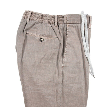PT TORINO "SOFT FIT" リネン混コットン ドローコード付きイージーパンツ ブラウン 46 | GUARDAROBA MILANO OFFICIAL STORE