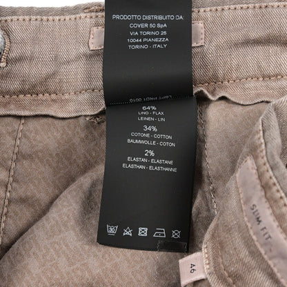 PT TORINO "SOFT FIT" リネン混コットン ドローコード付きイージーパンツ ブラウン 46 | GUARDAROBA MILANO OFFICIAL STORE