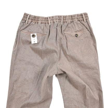 PT TORINO "SOFT FIT" リネン混コットン ドローコード付きイージーパンツ ブラウン 46 | GUARDAROBA MILANO OFFICIAL STORE