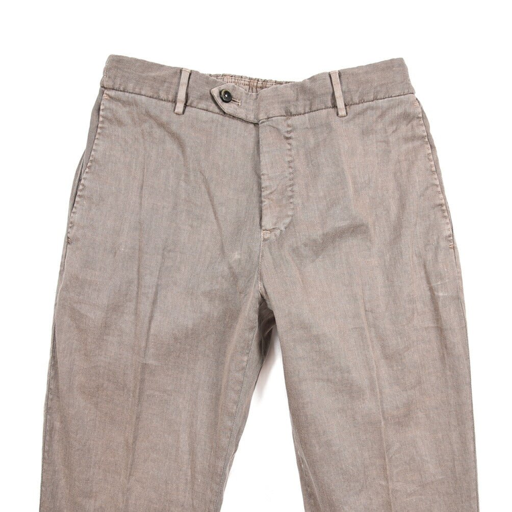 PT TORINO "SOFT FIT" リネン混コットン ドローコード付きイージーパンツ ブラウン 46 | GUARDAROBA MILANO OFFICIAL STORE