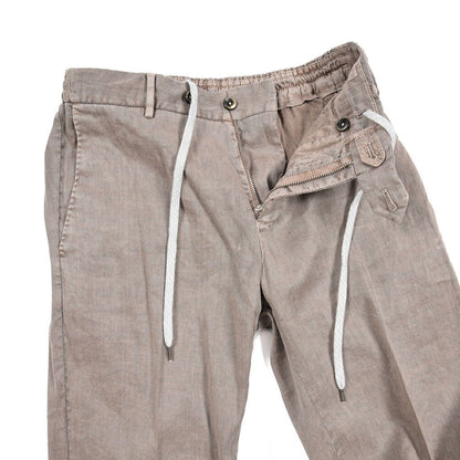PT TORINO "SOFT FIT" リネン混コットン ドローコード付きイージーパンツ ブラウン 46 | GUARDAROBA MILANO OFFICIAL STORE