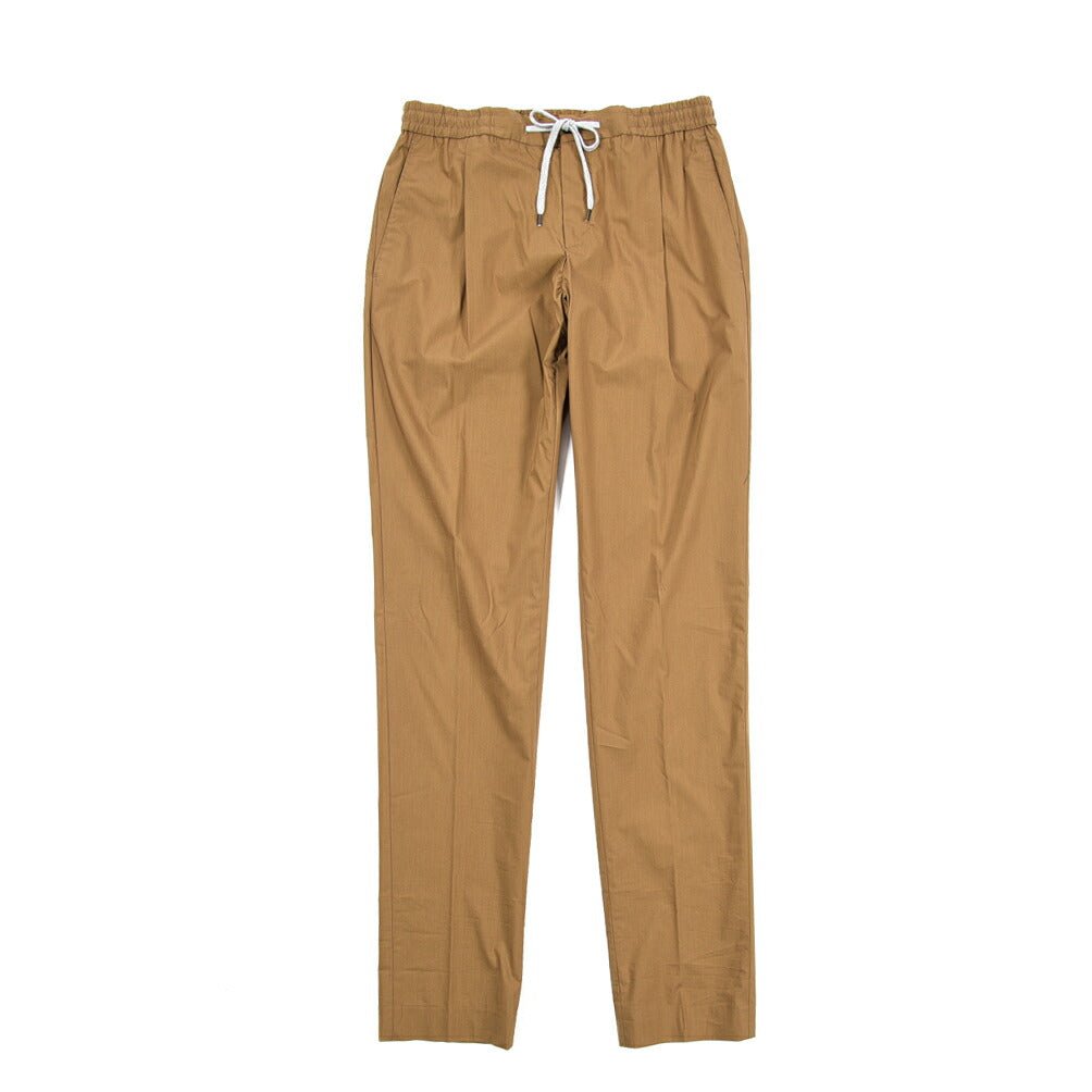 PT TORINO "SOFT FIT" ナイロン混コットン ドローコード付きイージーパンツ ブラウン 44 | GUARDAROBA MILANO OFFICIAL STORE