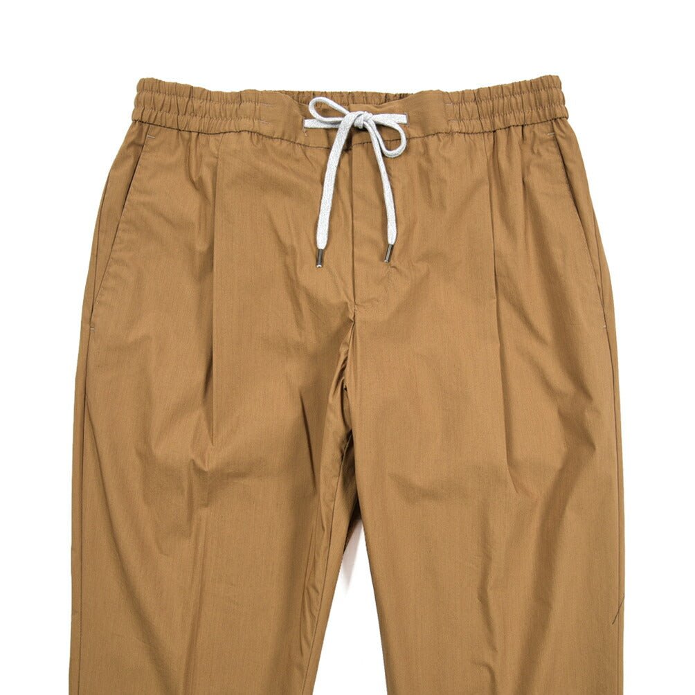 PT TORINO "SOFT FIT" ナイロン混コットン ドローコード付きイージーパンツ ブラウン 44 | GUARDAROBA MILANO OFFICIAL STORE