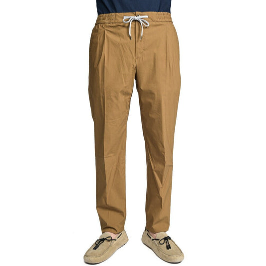 PT TORINO "SOFT FIT" ナイロン混コットン ドローコード付きイージーパンツ ブラウン 44 | GUARDAROBA MILANO OFFICIAL STORE