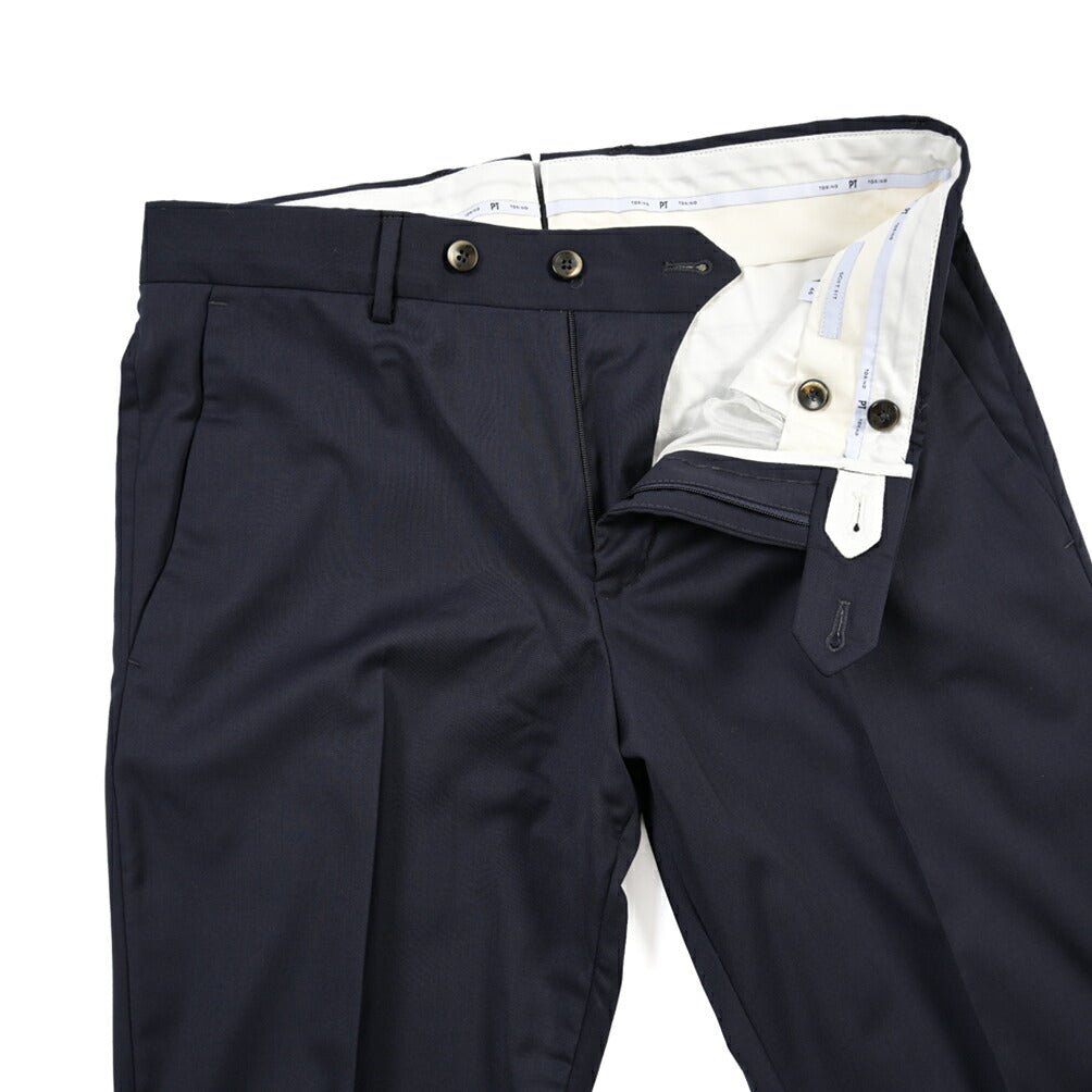 PT TORINO “SOFT FIT” ストレッチウール ノータックスラックス ネイビー 46 | GUARDAROBA MILANO OFFICIAL STORE