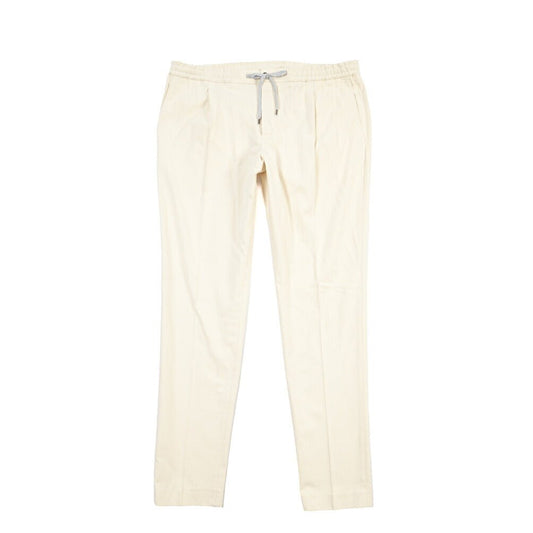 PT TORINO “SOFT FIT” ストレッチコットン ドローコード付ワンタックスラックス ホワイト 44 | GUARDAROBA MILANO OFFICIAL STORE