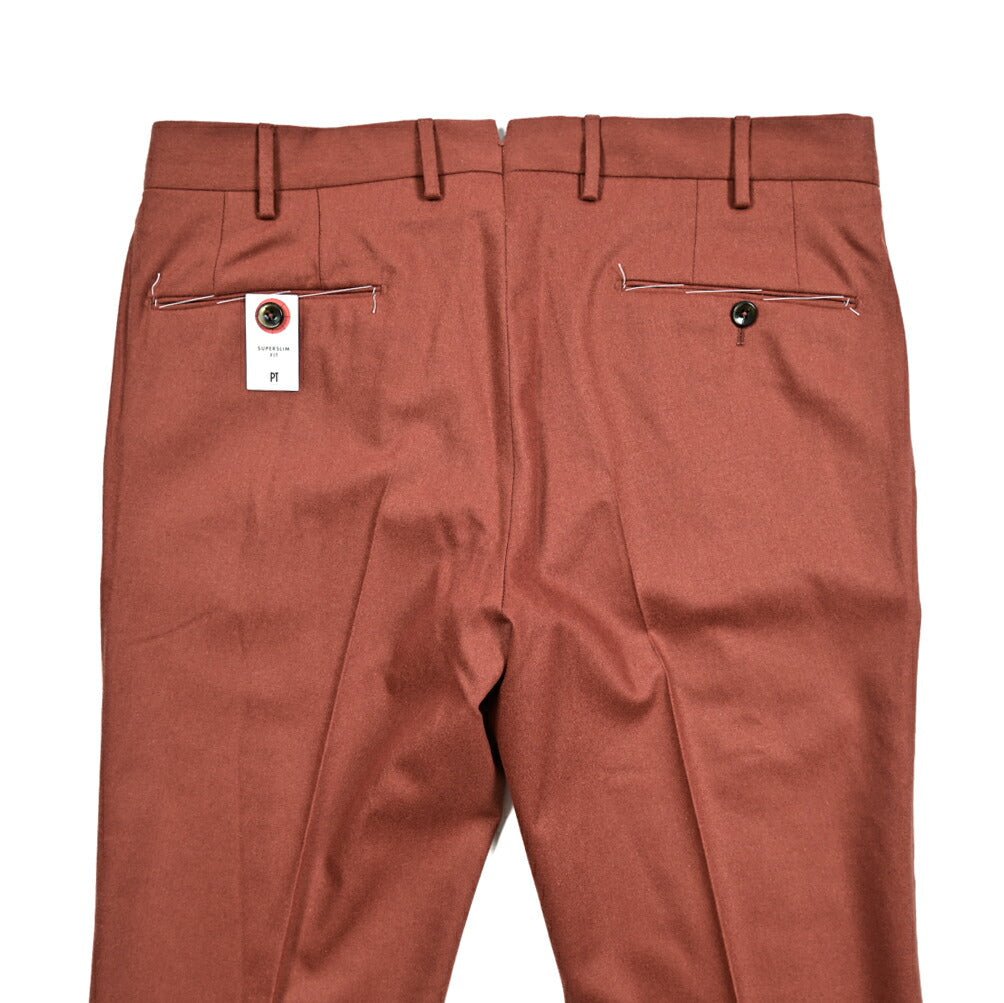 PT TORINO "SUPERSLIM FIT" ストレッチウールフランネル ノータックスリムスラックス｜414997-48｜GUARDAROBA MILANO OFFICIAL STORE
