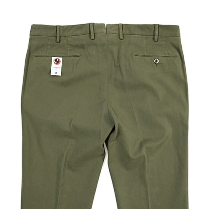 PT TORINO “SUPERSLIM FIT” モダール混コットン ノータックパンツ カーキグリーン 46 | GUARDAROBA MILANO OFFICIAL STORE