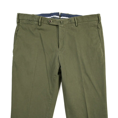 PT TORINO “SUPERSLIM FIT” モダール混コットン ノータックパンツ カーキグリーン 46 | GUARDAROBA MILANO OFFICIAL STORE