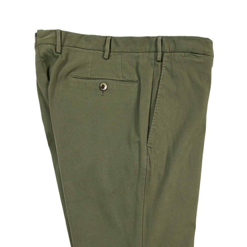 PT TORINO “SUPERSLIM FIT” モダール混コットン ノータックパンツ カーキグリーン 46 | GUARDAROBA MILANO OFFICIAL STORE