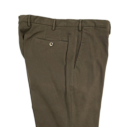 PT TORINO “SUPERSLIM FIT” モダール混コットン ノータックパンツ カーキグリーン 46 | GUARDAROBA MILANO OFFICIAL STORE