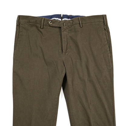 PT TORINO “SUPERSLIM FIT” モダール混コットン ノータックパンツ カーキグリーン 46 | GUARDAROBA MILANO OFFICIAL STORE