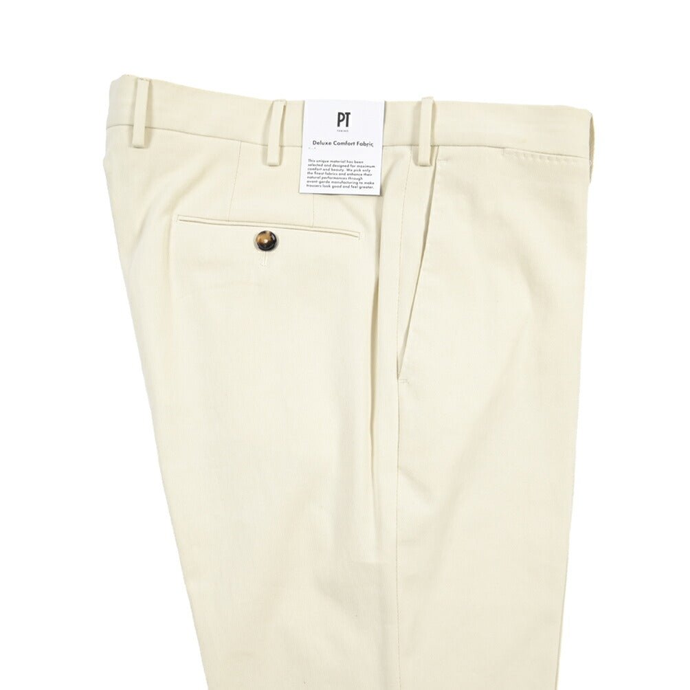 PT TORINO “SUPERSLIM FIT” カシミヤ混コットン ノータックパンツ オフホワイト 52 | GUARDAROBA MILANO OFFICIAL STORE