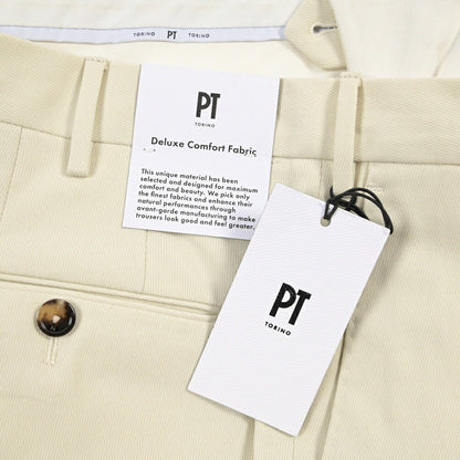 PT TORINO “SUPERSLIM FIT” カシミヤ混コットン ノータックパンツ オフホワイト 52 | GUARDAROBA MILANO OFFICIAL STORE