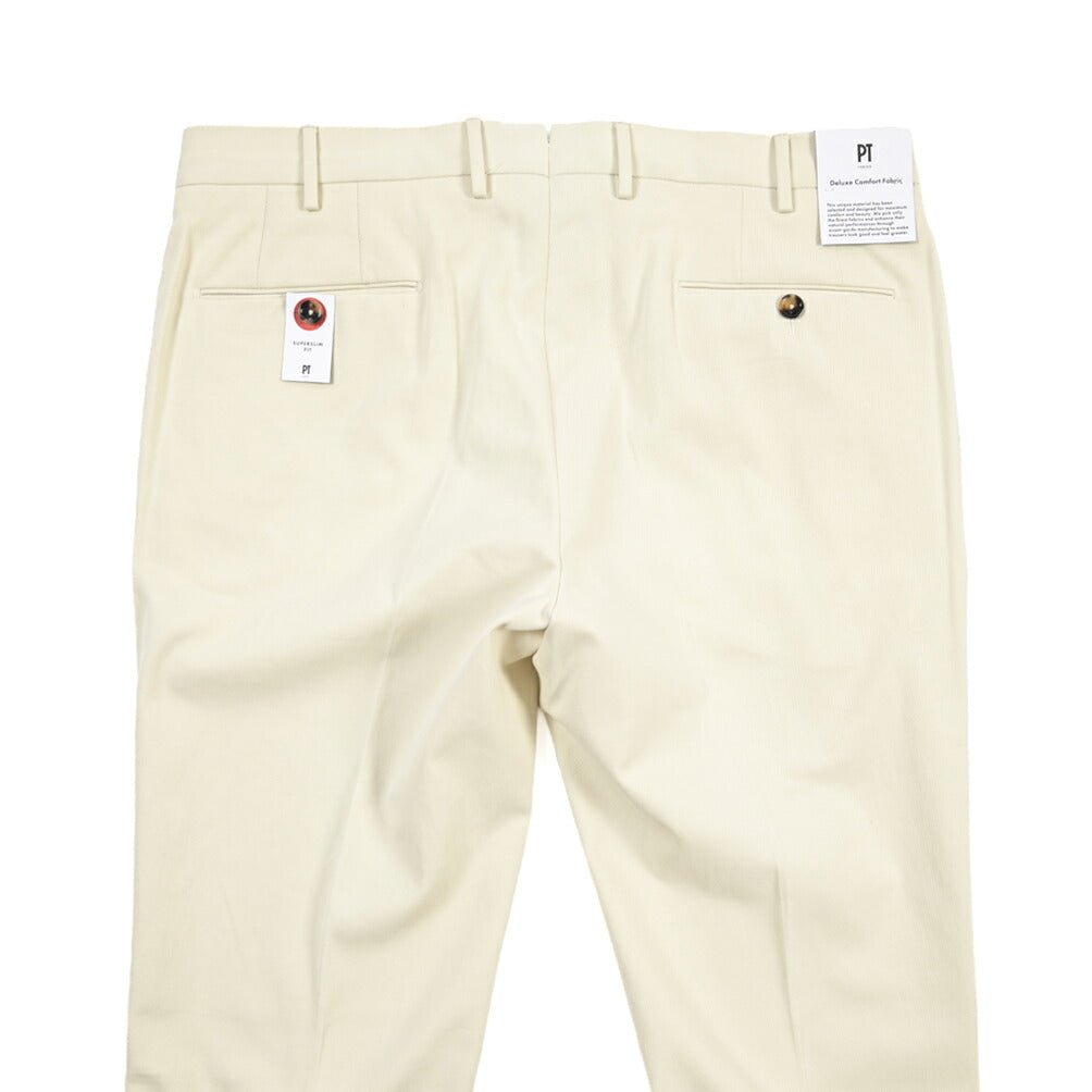 PT TORINO “SUPERSLIM FIT” カシミヤ混コットン ノータックパンツ オフホワイト 52 | GUARDAROBA MILANO OFFICIAL STORE