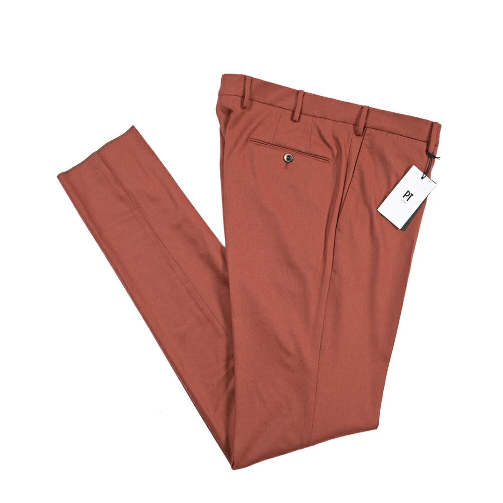 PT TORINO “SUPERSLIM FIT” ストレッチウール ノータックスラックス テラコッタ 50 | GUARDAROBA MILANO OFFICIAL STORE