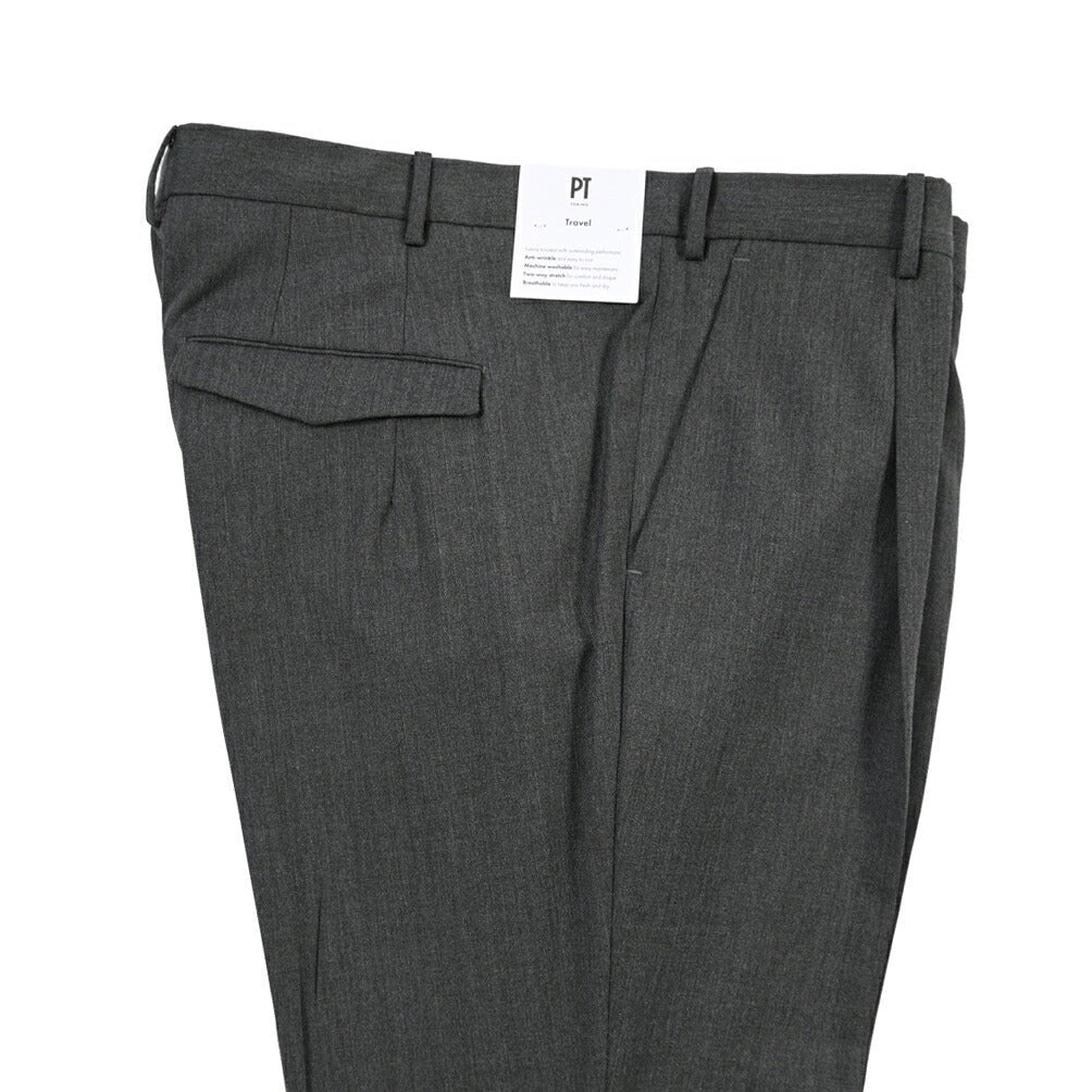 PT TORINO Travel “MASTER FIT” 高機能ストレッチウール ワンタックスラックス / TECHNO WASHABLE WOOL グレー 46 | GUARDAROBA MILANO OFFICIAL STORE