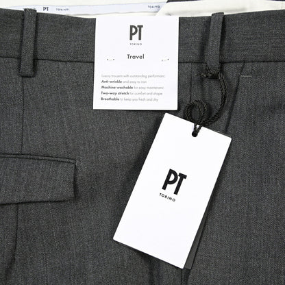 PT TORINO Travel “MASTER FIT” 高機能ストレッチウール ワンタックスラックス / TECHNO WASHABLE WOOL グレー 46 | GUARDAROBA MILANO OFFICIAL STORE