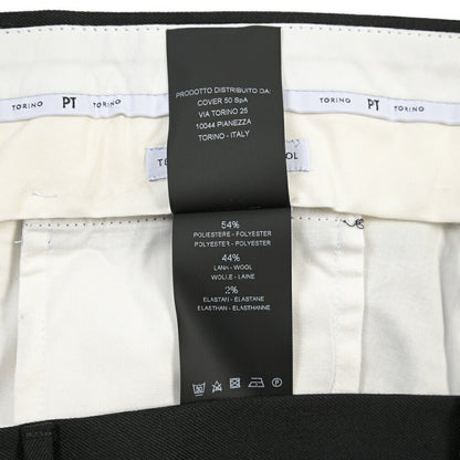 PT TORINO Travel “SUPERSLIM FIT” 高機能ストレッチウール ノータックスラックス / TECHNO WASHABLE WOOL ブラック 54 | GUARDAROBA MILANO OFFICIAL STORE