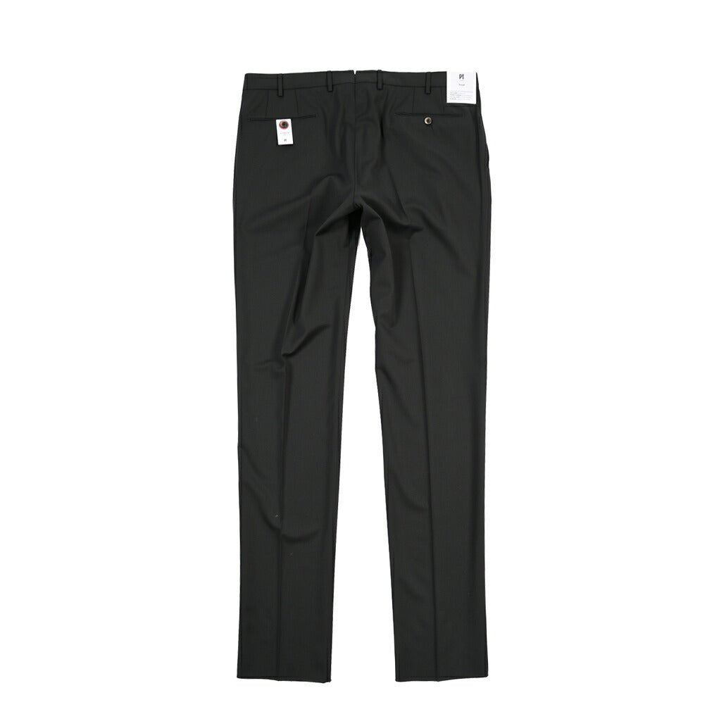 PT TORINO Travel “SUPERSLIM FIT” 高機能ストレッチウール ノータックスラックス / TECHNO WASHABLE WOOL ブラック 54 | GUARDAROBA MILANO OFFICIAL STORE