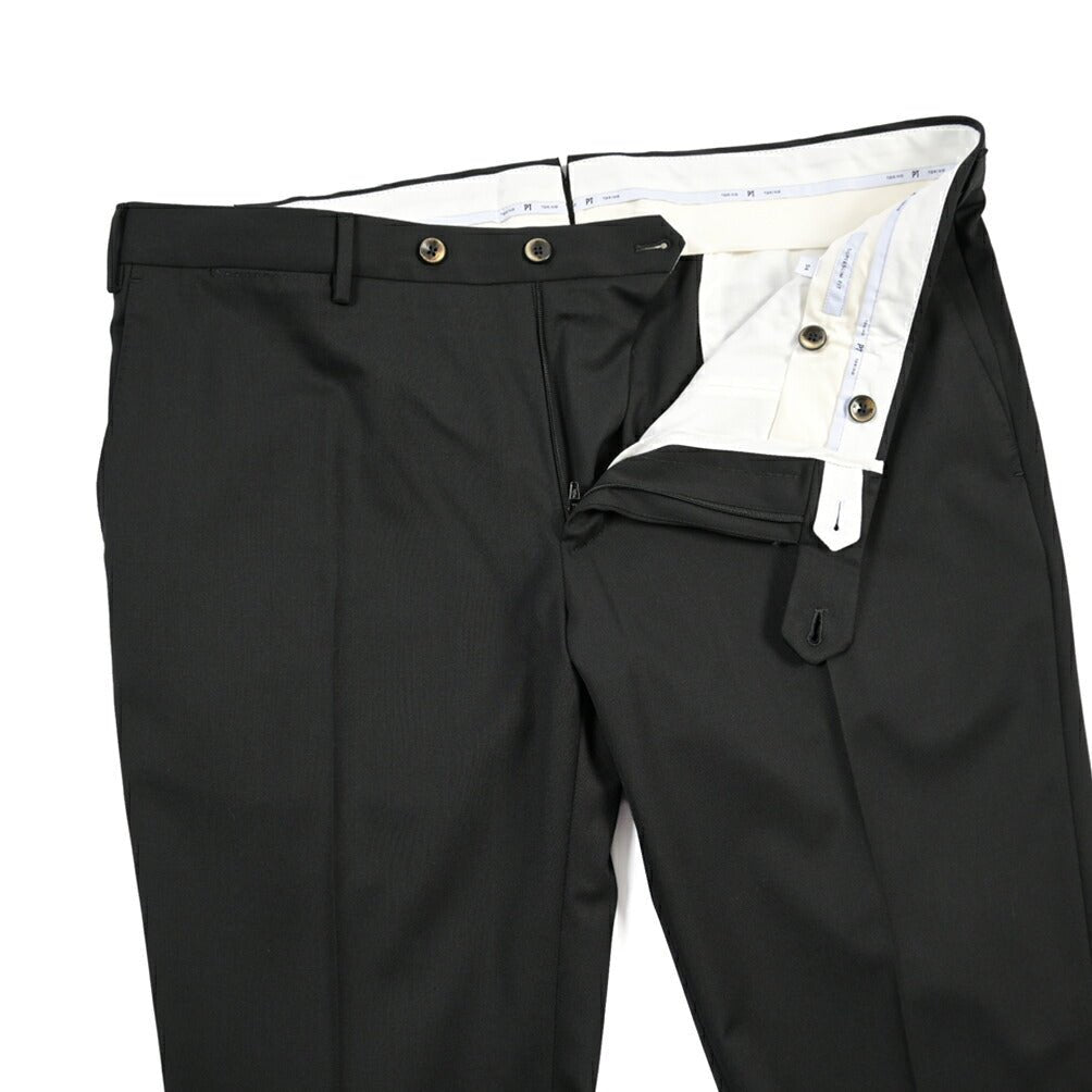 PT TORINO Travel “SUPERSLIM FIT” 高機能ストレッチウール ノータックスラックス / TECHNO WASHABLE WOOL ブラック 54 | GUARDAROBA MILANO OFFICIAL STORE