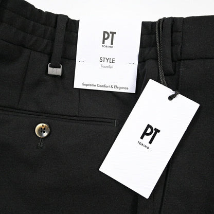 PT TORINO Traveller “SLIM FIT” ポンチジャージー ドローコード付きイージーパンツ ブラック 44 | GUARDAROBA MILANO OFFICIAL STORE