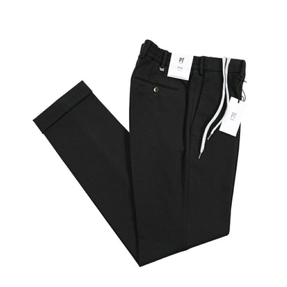 PT TORINO Traveller “SLIM FIT” ポンチジャージー ドローコード付きイージーパンツ ブラック 44 | GUARDAROBA MILANO OFFICIAL STORE
