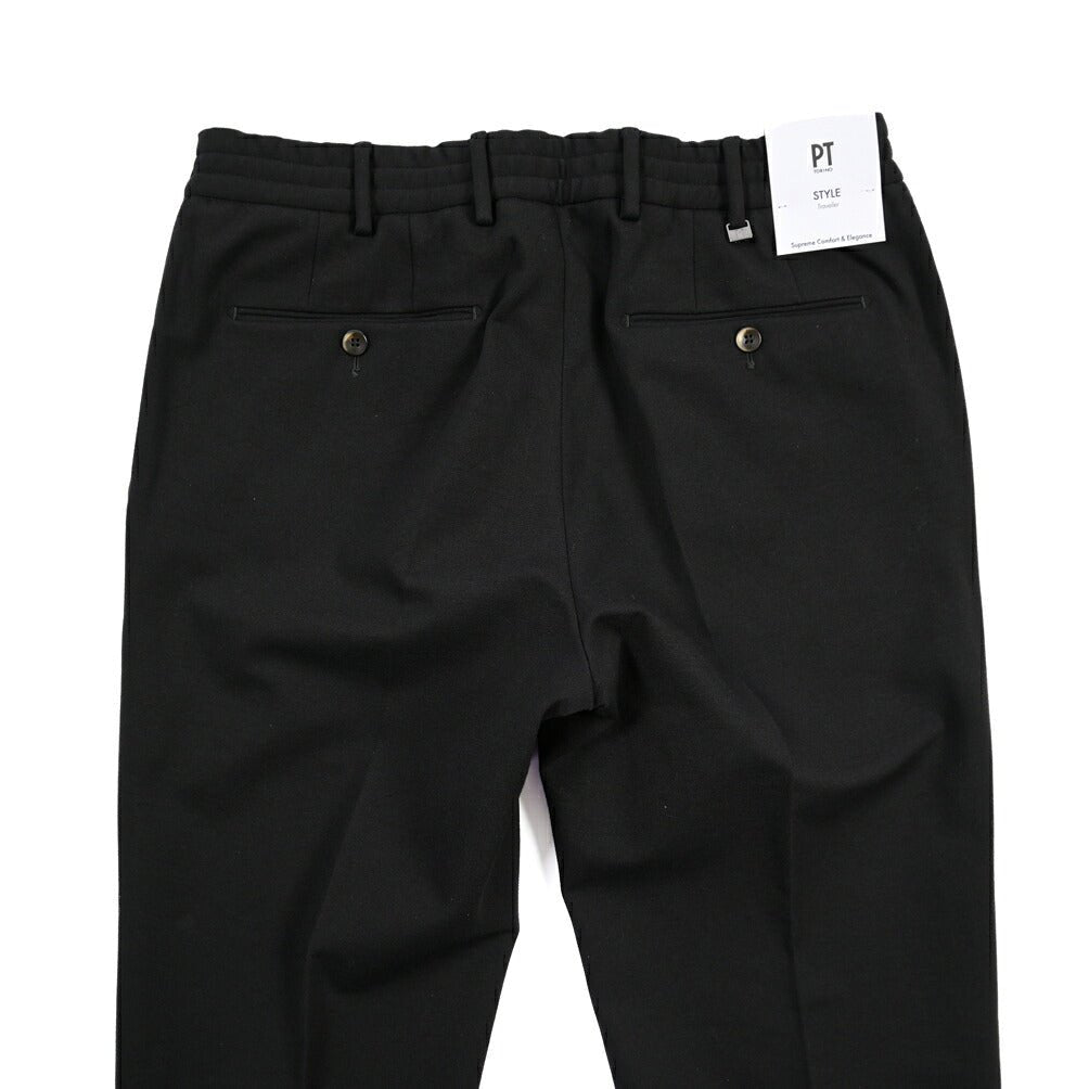 PT TORINO Traveller “SLIM FIT” ポンチジャージー ドローコード付きイージーパンツ ブラック 44 | GUARDAROBA MILANO OFFICIAL STORE