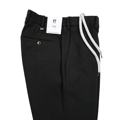 PT TORINO Traveller “SLIM FIT” ポンチジャージー ドローコード付きイージーパンツ ブラック 44 | GUARDAROBA MILANO OFFICIAL STORE