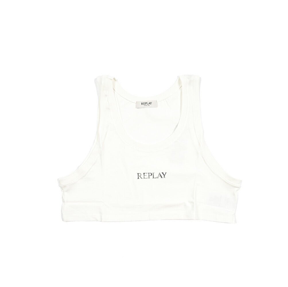REPLAY コットン100% クロップドタンクトップ / レディース ホワイト S | GUARDAROBA MILANO OFFICIAL STORE