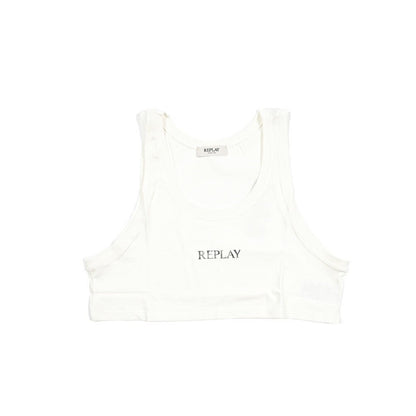 REPLAY コットン100% クロップドタンクトップ / レディース ホワイト S | GUARDAROBA MILANO OFFICIAL STORE