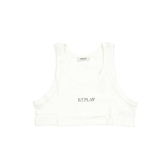 REPLAY コットン100% クロップドタンクトップ / レディース ホワイト S | GUARDAROBA MILANO OFFICIAL STORE