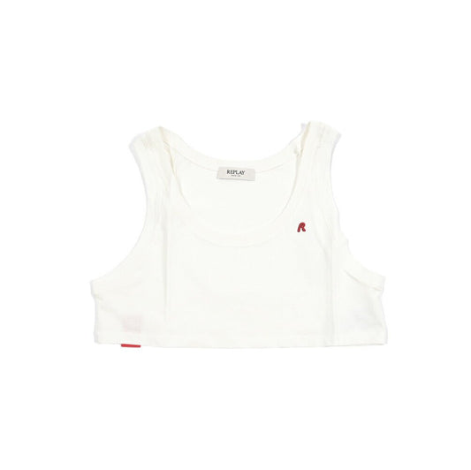 REPLAY コットン100% クロップドタンクトップ / レディース ホワイト 2XS | GUARDAROBA MILANO OFFICIAL STORE
