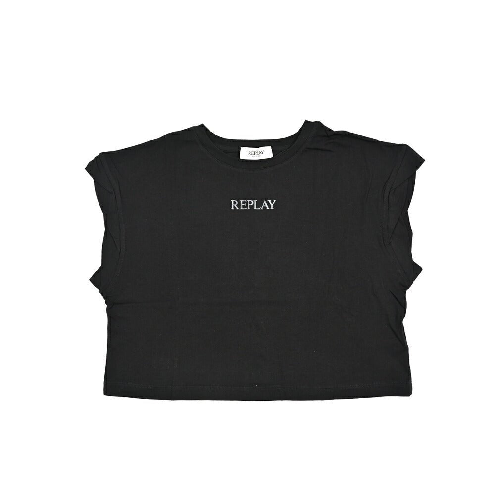 REPLAY コットン100% クロップドノースリーブTシャツ / レディース ブラック 2XS | GUARDAROBA MILANO OFFICIAL STORE