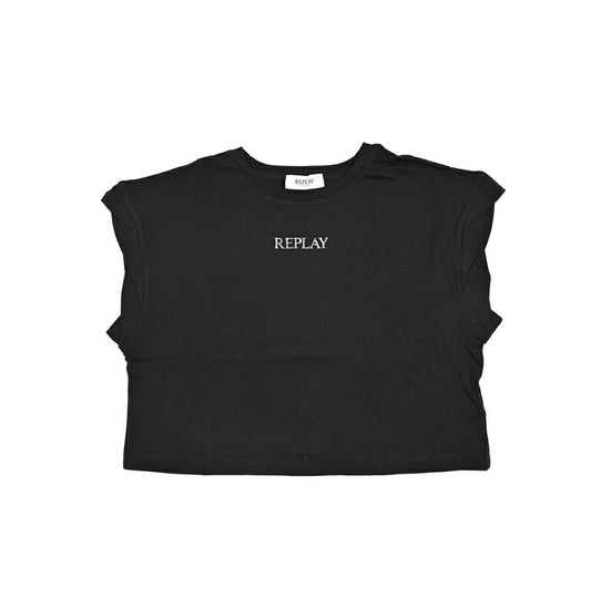 REPLAY コットン100% クロップドノースリーブTシャツ / レディース ブラック 2XS | GUARDAROBA MILANO OFFICIAL STORE