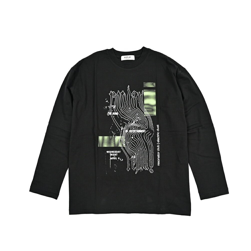 REPLAY コットン100% 長袖プリントTシャツ / レディース ブラック S | GUARDAROBA MILANO OFFICIAL STORE
