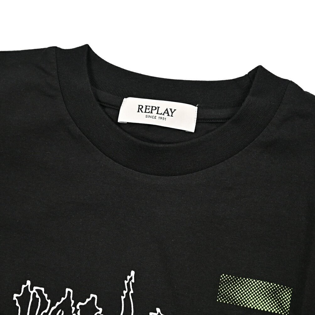 REPLAY コットン100% 長袖プリントTシャツ / レディース ブラック S | GUARDAROBA MILANO OFFICIAL STORE