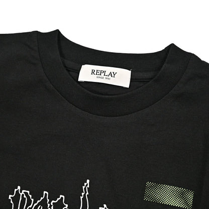 REPLAY コットン100% 長袖プリントTシャツ / レディース ブラック S | GUARDAROBA MILANO OFFICIAL STORE