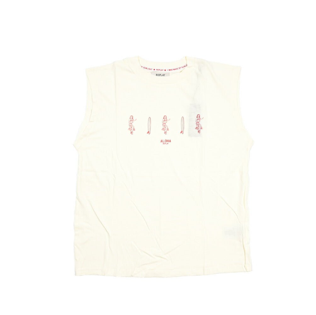 REPLAY コットン100% ノースリーブTシャツ / レディース オフホワイト S | GUARDAROBA MILANO OFFICIAL STORE