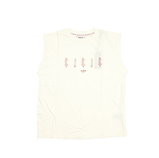 REPLAY コットン100% ノースリーブTシャツ / レディース オフホワイト S | GUARDAROBA MILANO OFFICIAL STORE