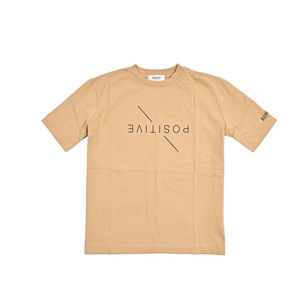 REPLAY コットン100% ワイドシルエット半袖Tシャツ / レディース ベージュ S | GUARDAROBA MILANO OFFICIAL STORE