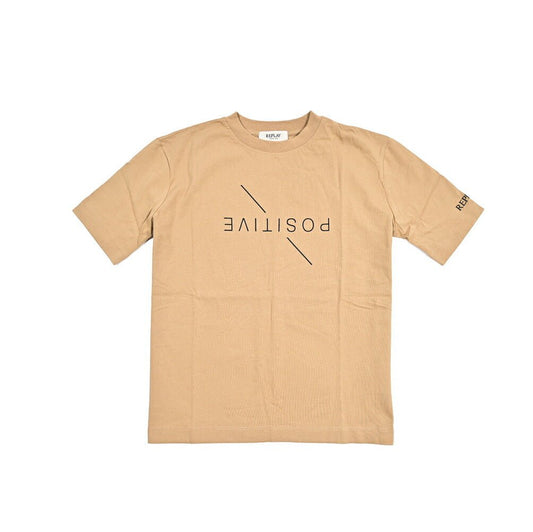 REPLAY コットン100% ワイドシルエット半袖Tシャツ / レディース ベージュ S | GUARDAROBA MILANO OFFICIAL STORE